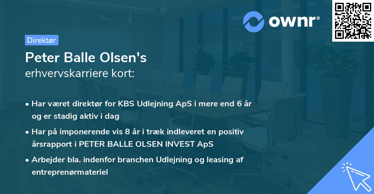 Peter Balle Olsen's erhvervskarriere kort
