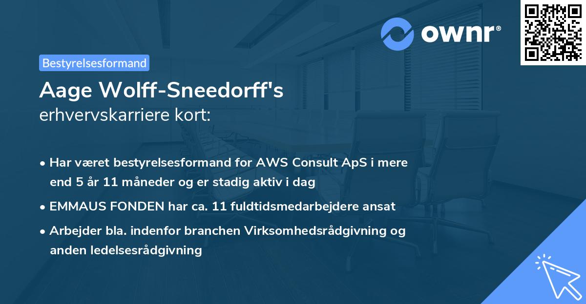 Aage Wolff-Sneedorff's erhvervskarriere kort