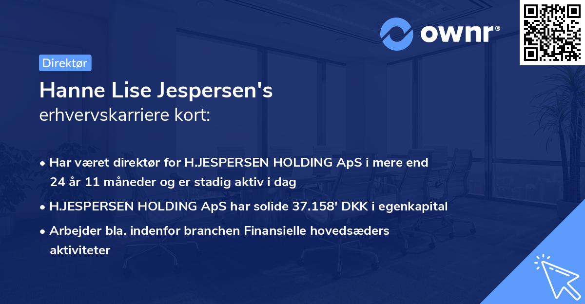 Hanne Lise Jespersen's erhvervskarriere kort