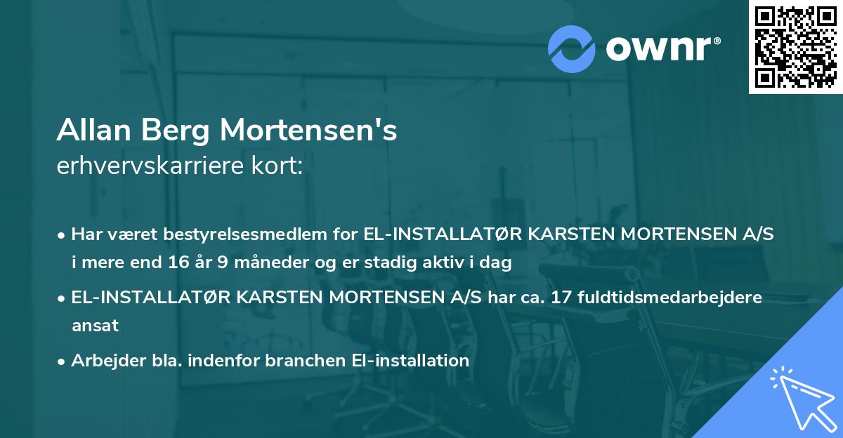 Allan Berg Mortensen's erhvervskarriere kort