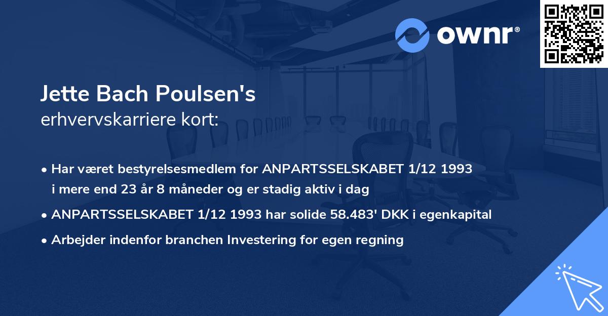 Jette Bach Poulsen's erhvervskarriere kort