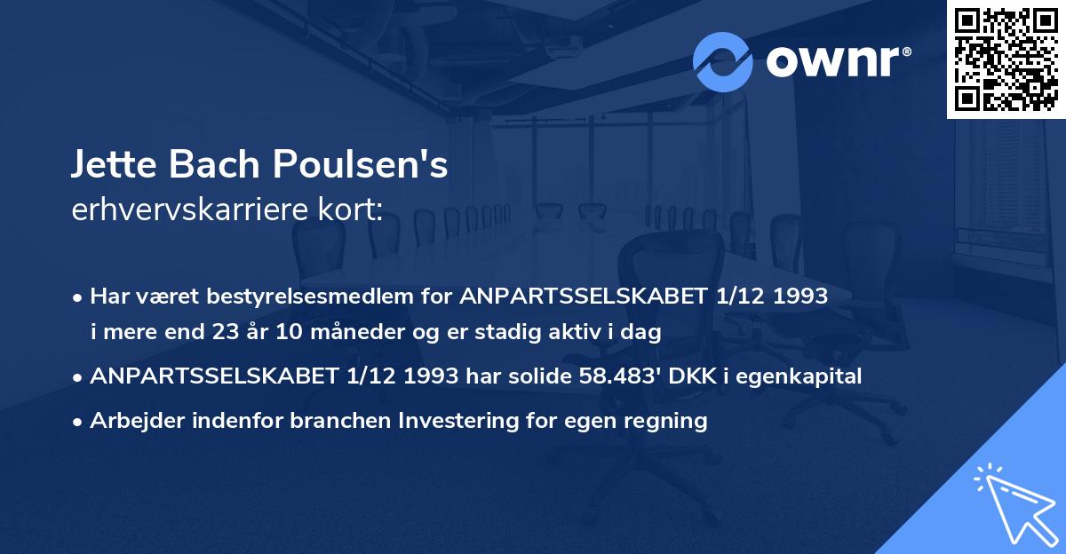 Jette Bach Poulsen's erhvervskarriere kort