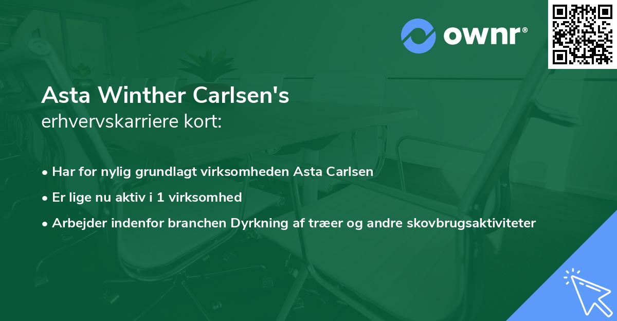 Asta Winther Carlsen's erhvervskarriere kort
