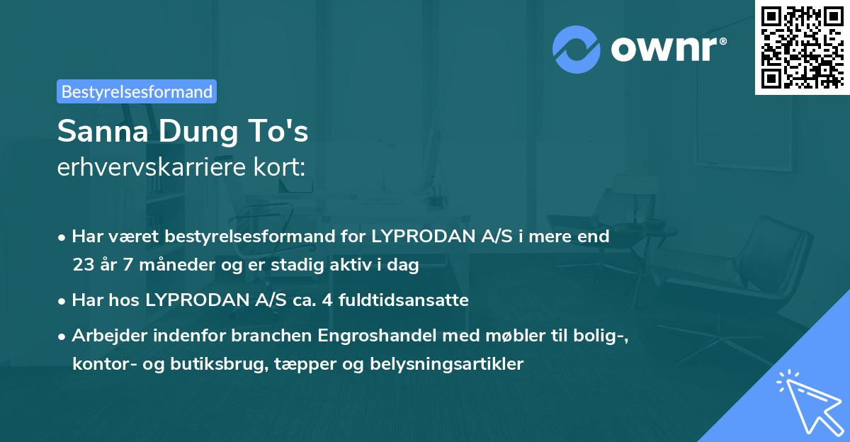 Sanna Dung To's erhvervskarriere kort