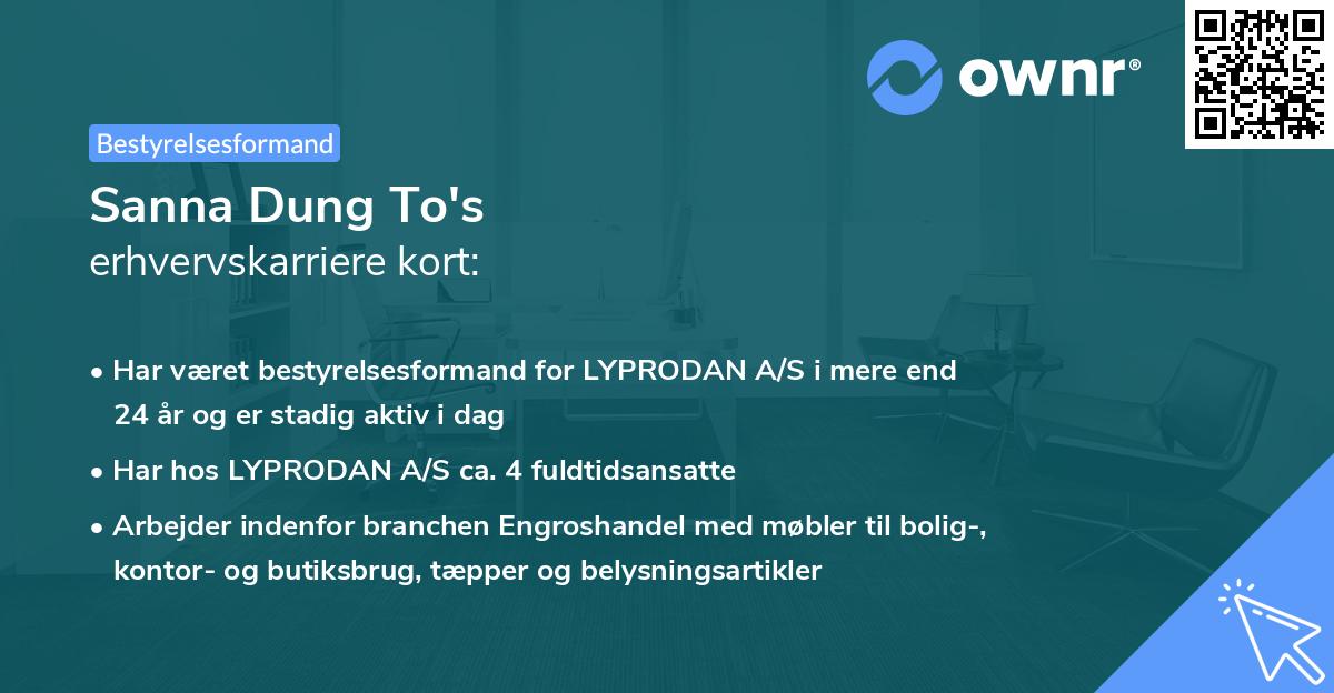 Sanna Dung To's erhvervskarriere kort