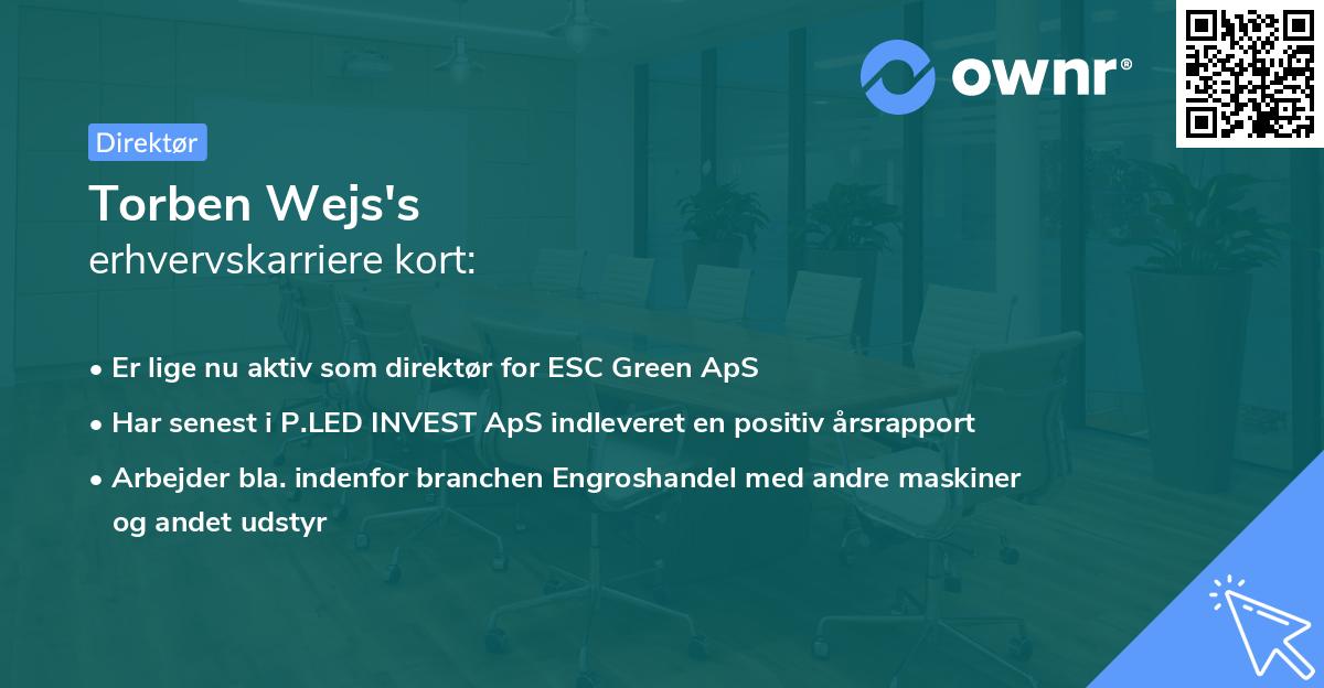 Torben Wejs's erhvervskarriere kort