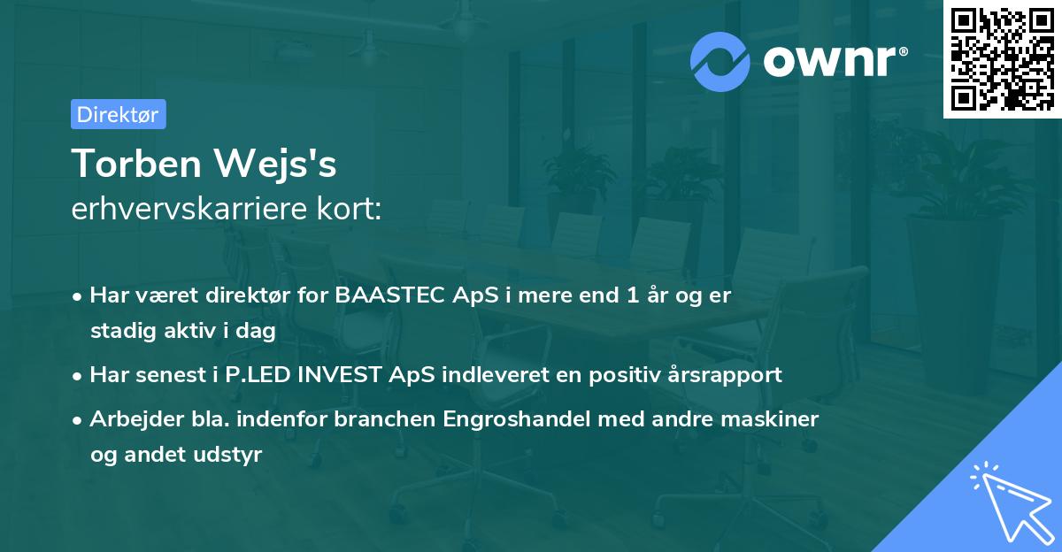 Torben Wejs's erhvervskarriere kort
