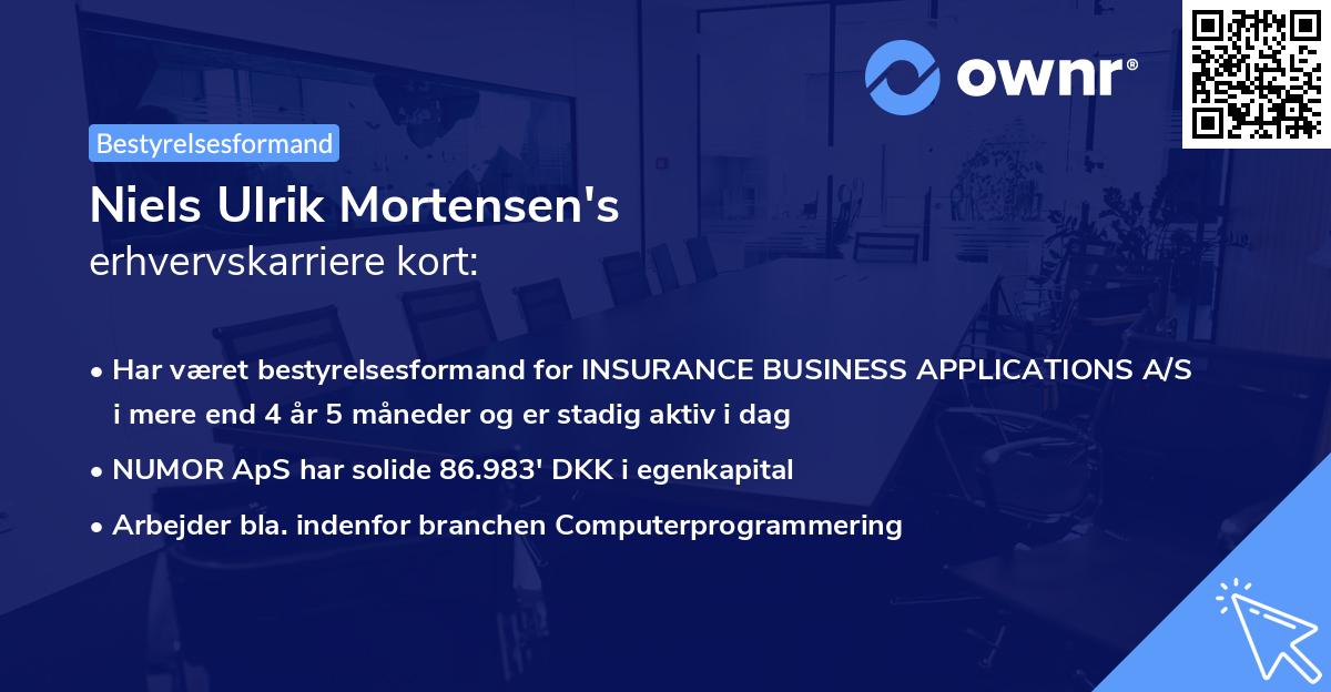Niels Ulrik Mortensen's erhvervskarriere kort