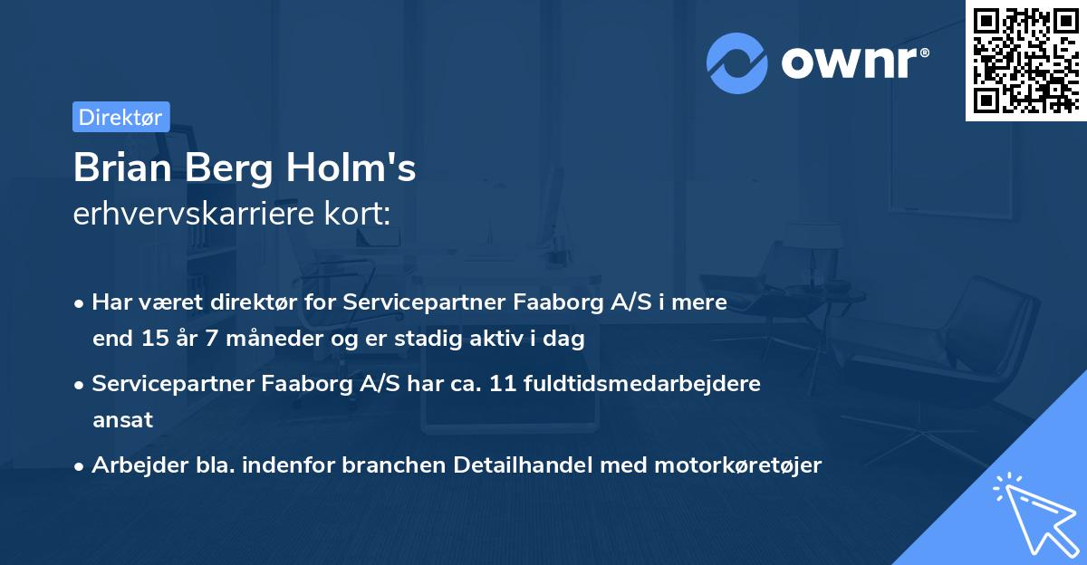 Brian Berg Holm's erhvervskarriere kort