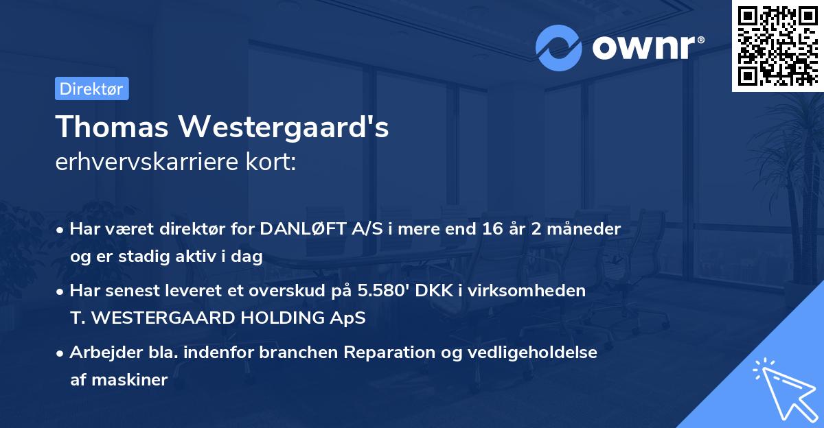 Thomas Westergaard's erhvervskarriere kort