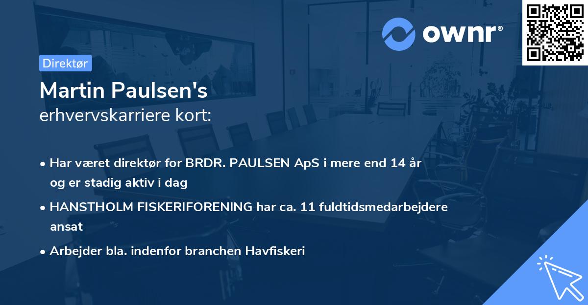 Martin Paulsen's erhvervskarriere kort