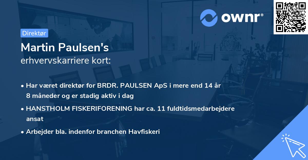 Martin Paulsen's erhvervskarriere kort