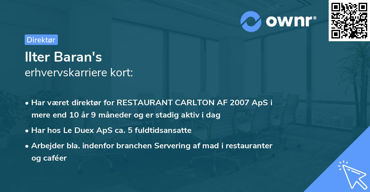 Ilter Baran's erhvervskarriere kort