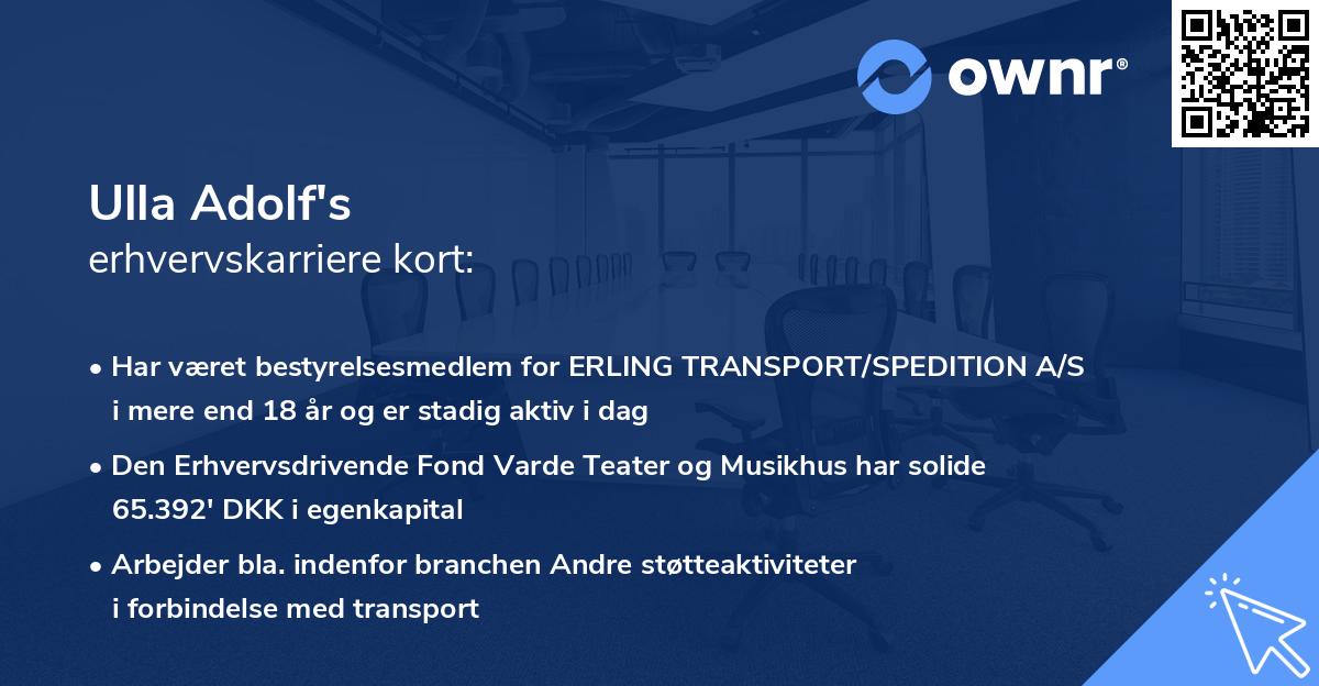 Ulla Adolf's erhvervskarriere kort