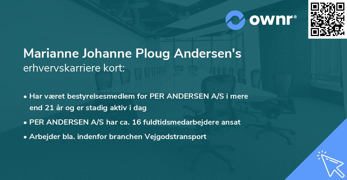 Marianne Johanne Ploug Andersen's erhvervskarriere kort