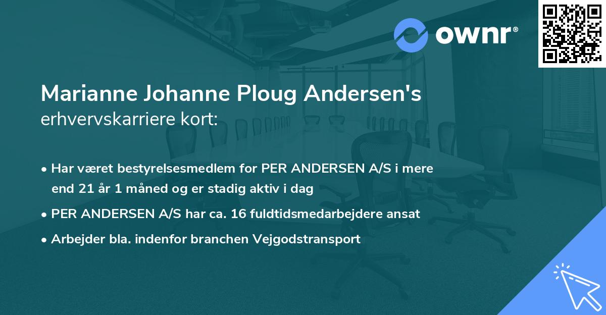 Marianne Johanne Ploug Andersen's erhvervskarriere kort