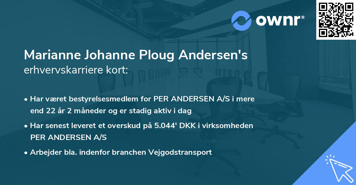Marianne Johanne Ploug Andersen's erhvervskarriere kort