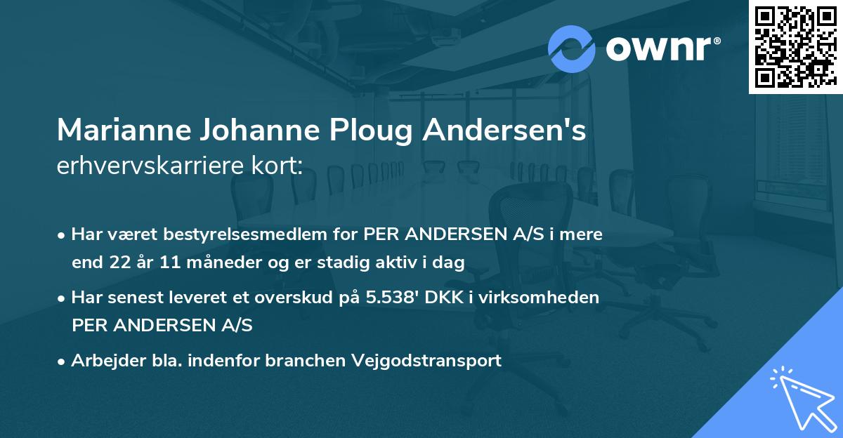 Marianne Johanne Ploug Andersen's erhvervskarriere kort