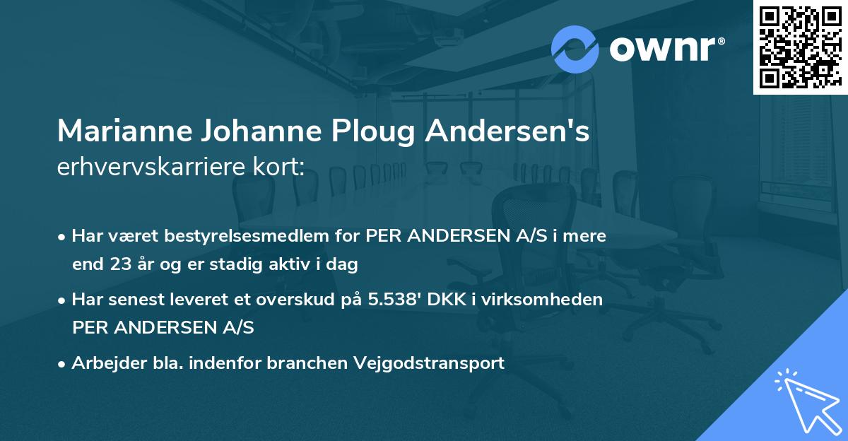 Marianne Johanne Ploug Andersen's erhvervskarriere kort