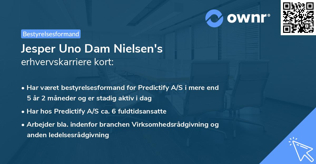 Jesper Uno Dam Nielsen's erhvervskarriere kort