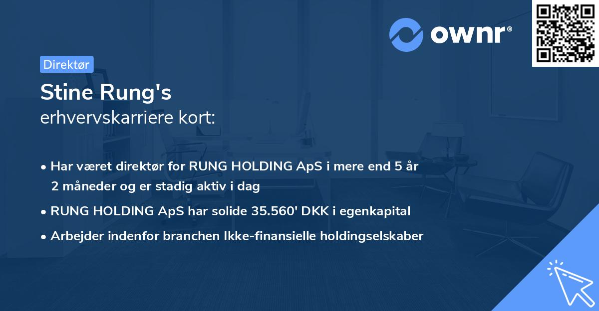 Stine Rung's erhvervskarriere kort