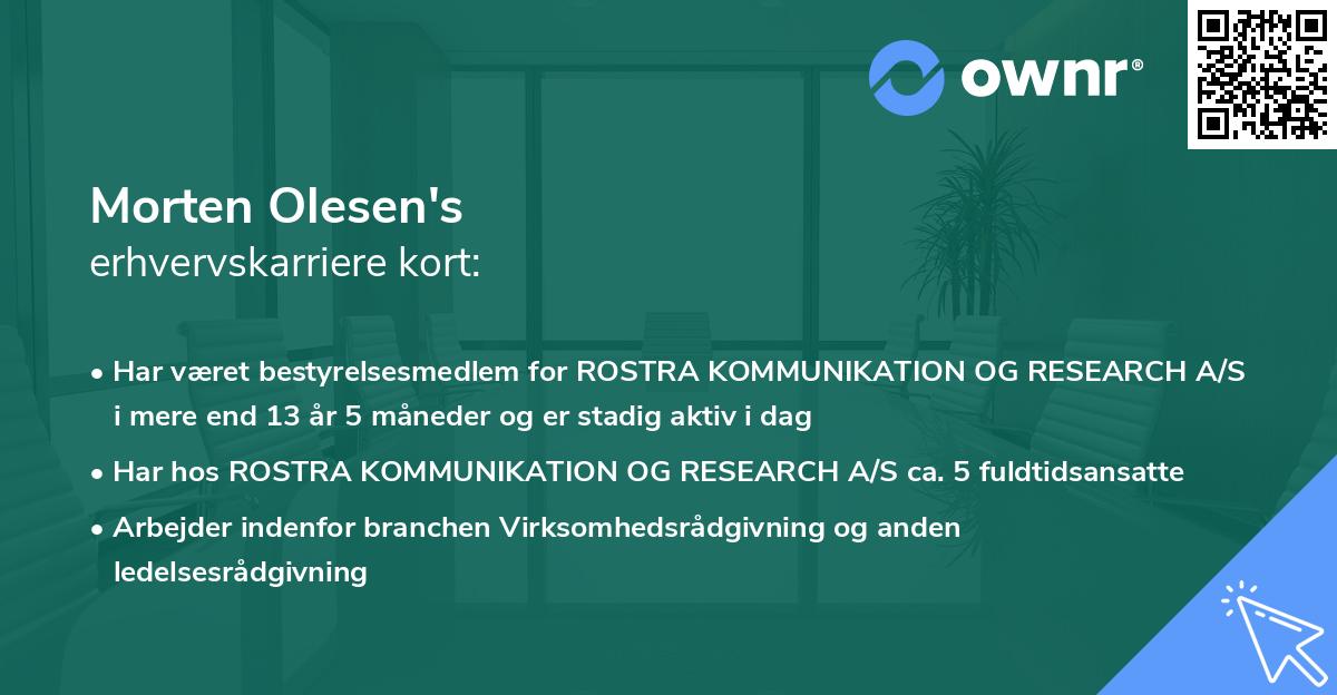 Morten Olesen's erhvervskarriere kort