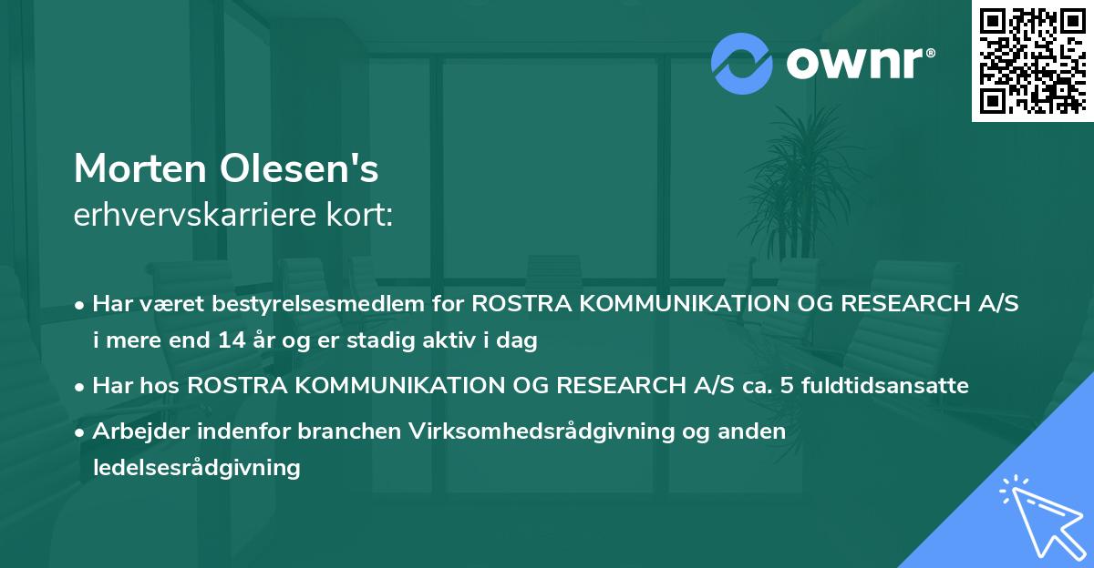 Morten Olesen's erhvervskarriere kort