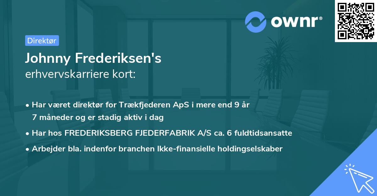 Johnny Frederiksen's erhvervskarriere kort