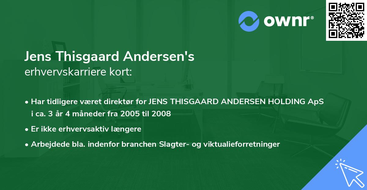 Jens Thisgaard Andersen's erhvervskarriere kort