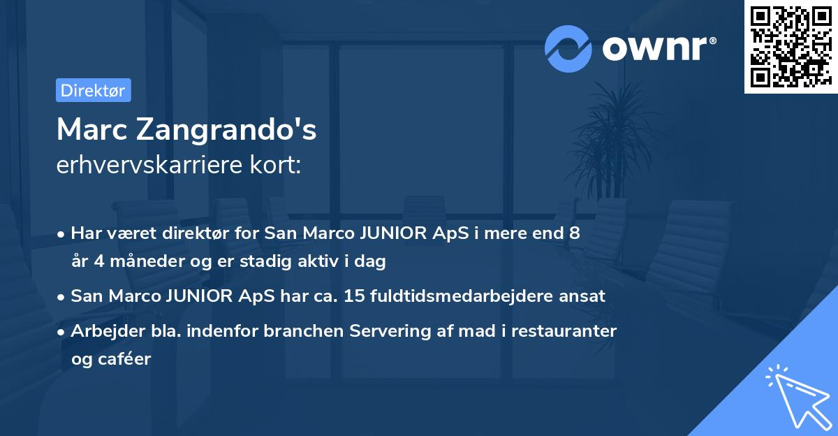 Marc Zangrando's erhvervskarriere kort