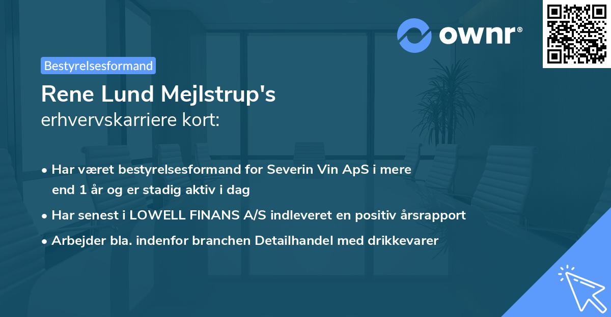 Rene Lund Mejlstrup's erhvervskarriere kort