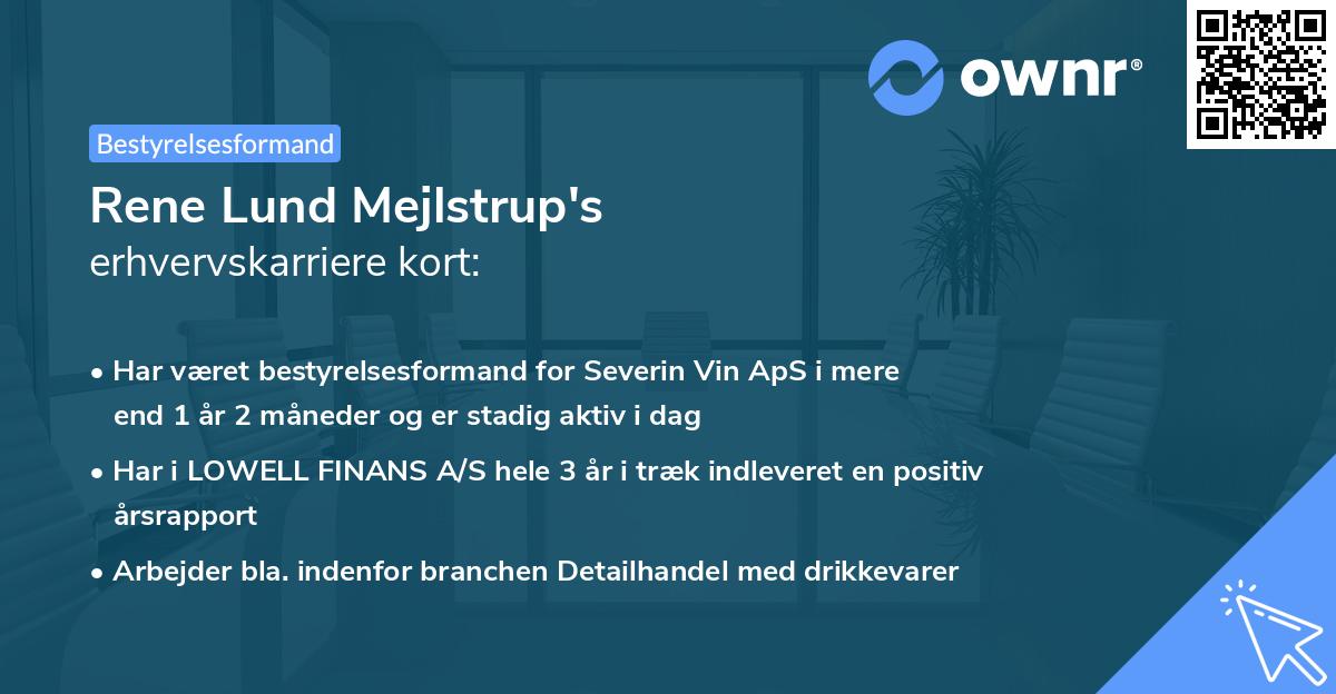 Rene Lund Mejlstrup's erhvervskarriere kort