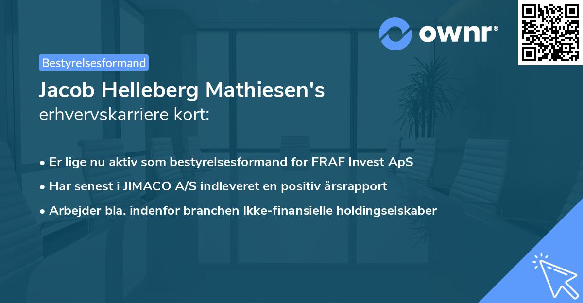 Jacob Helleberg Mathiesen's erhvervskarriere kort