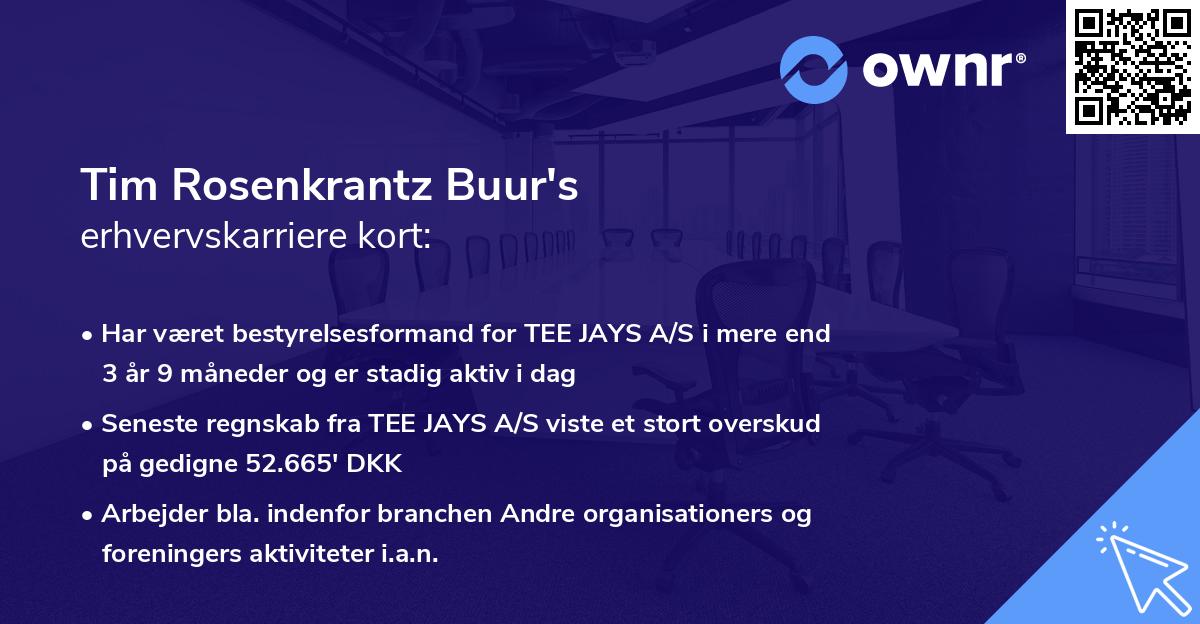 Tim Rosenkrantz Buur's erhvervskarriere kort
