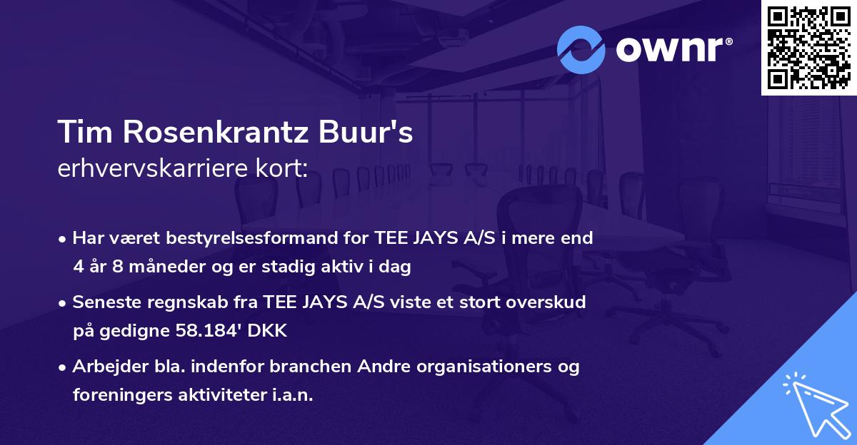 Tim Rosenkrantz Buur's erhvervskarriere kort