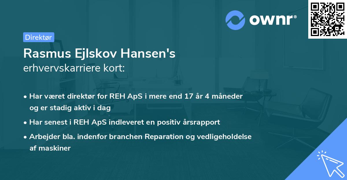 Rasmus Ejlskov Hansen's erhvervskarriere kort