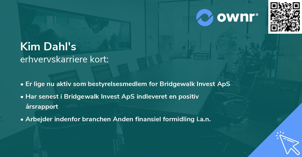 Kim Dahl's erhvervskarriere kort