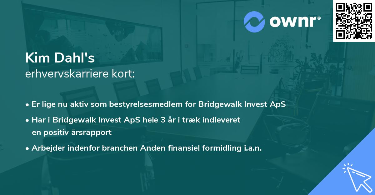Kim Dahl's erhvervskarriere kort