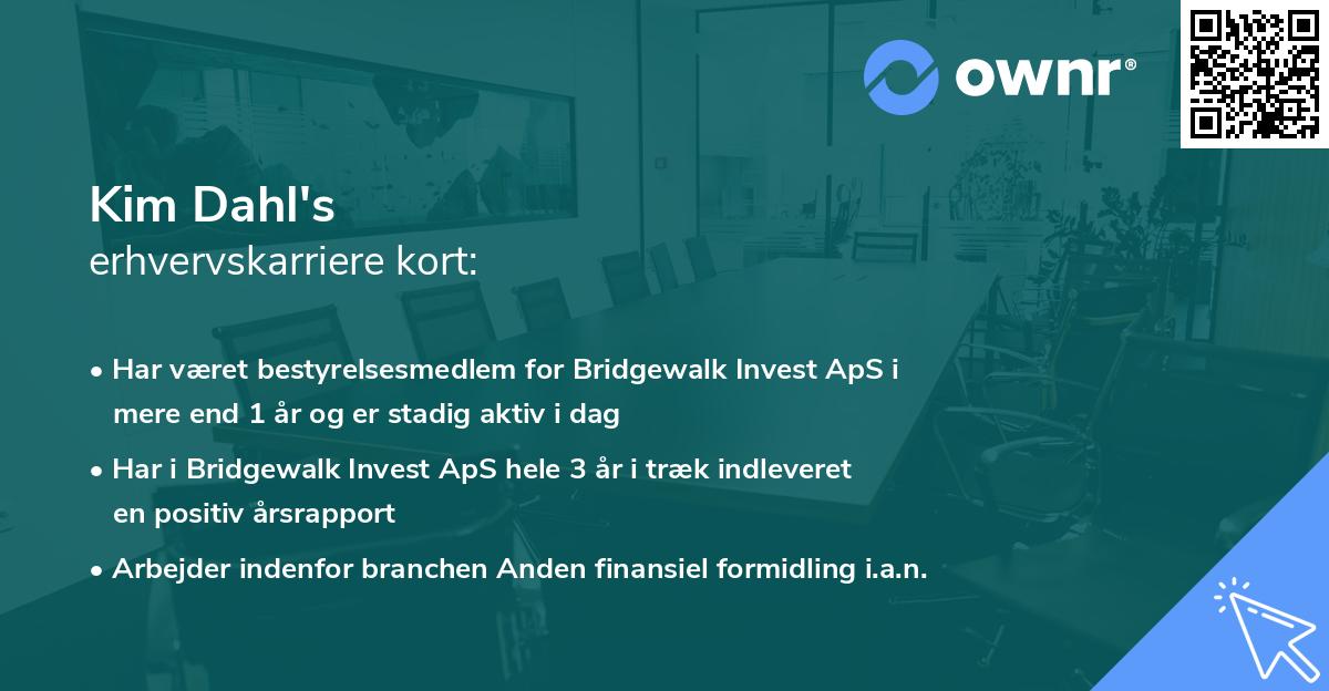 Kim Dahl's erhvervskarriere kort