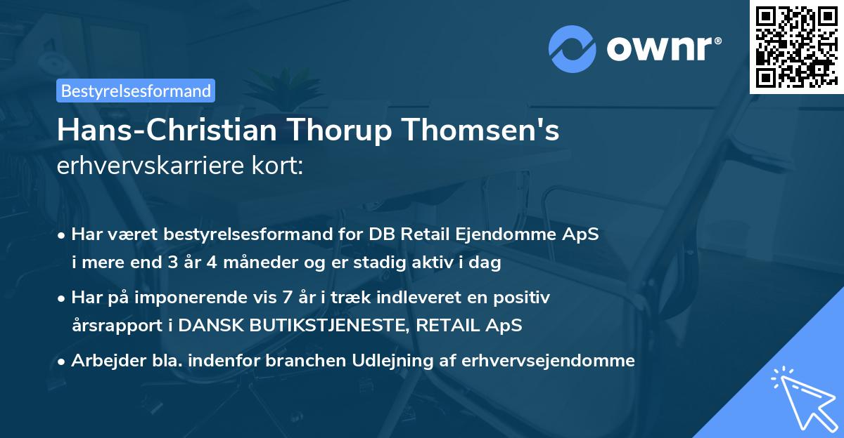 Hans-Christian Thorup Thomsen's erhvervskarriere kort