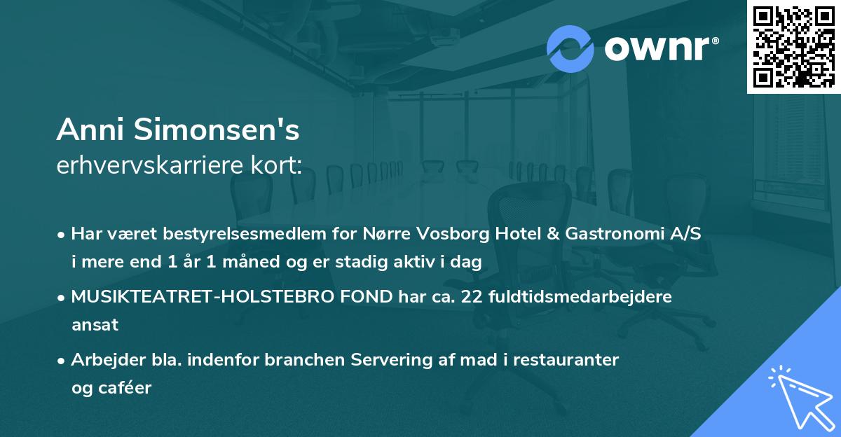 Anni Simonsen's erhvervskarriere kort
