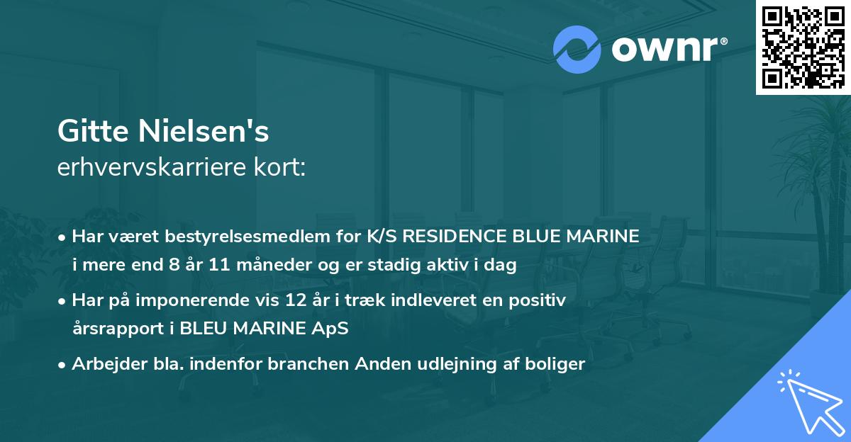 Gitte Nielsen's erhvervskarriere kort