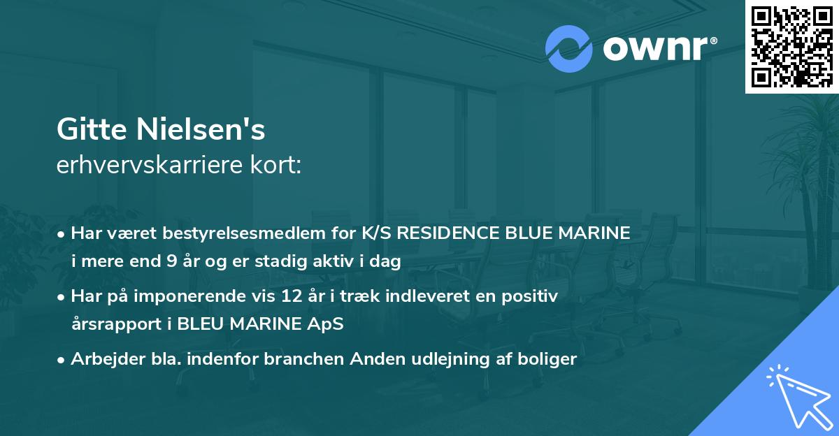 Gitte Nielsen's erhvervskarriere kort