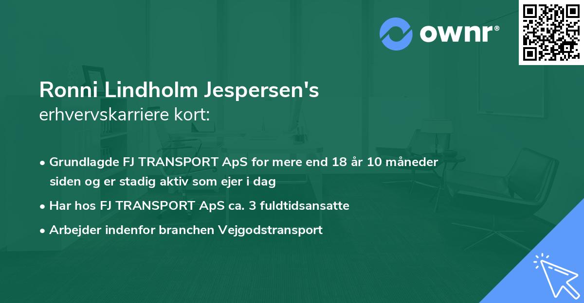 Ronni Lindholm Jespersen's erhvervskarriere kort