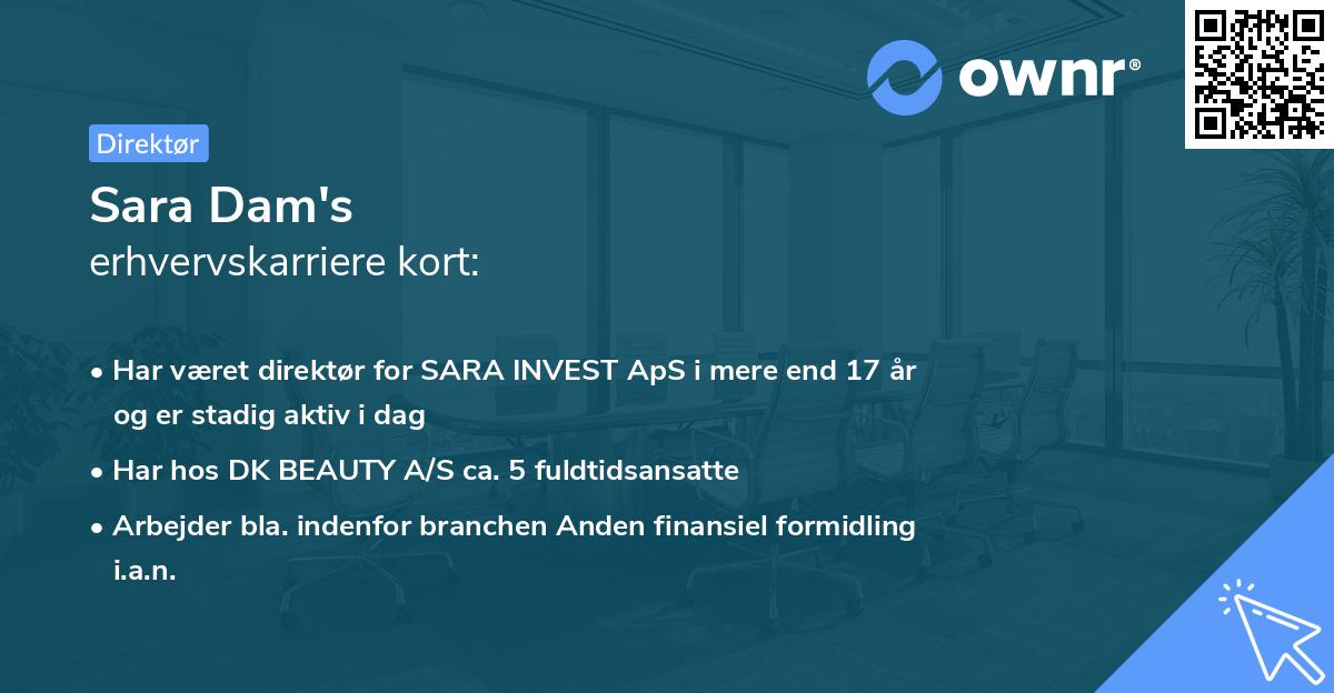 Sara Dam's erhvervskarriere kort