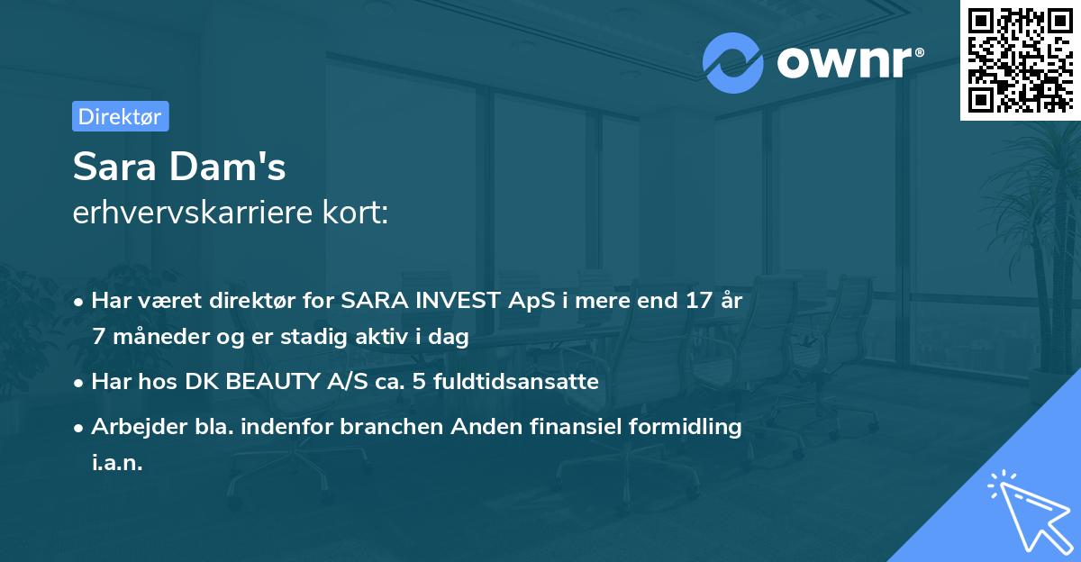 Sara Dam's erhvervskarriere kort