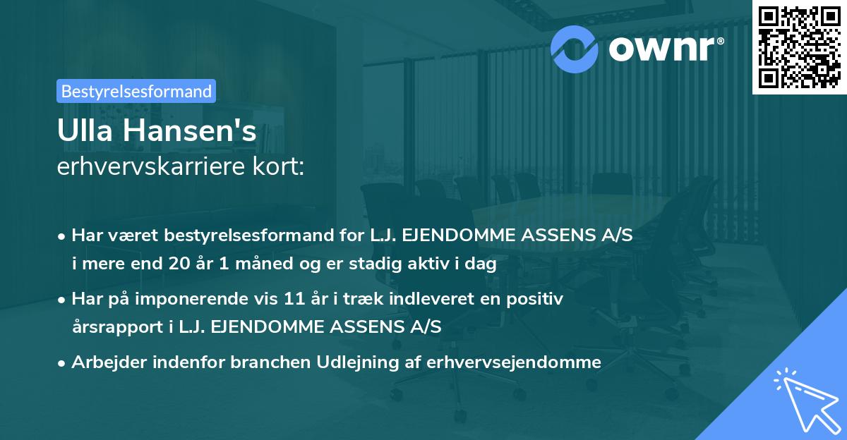 Ulla Hansen's erhvervskarriere kort