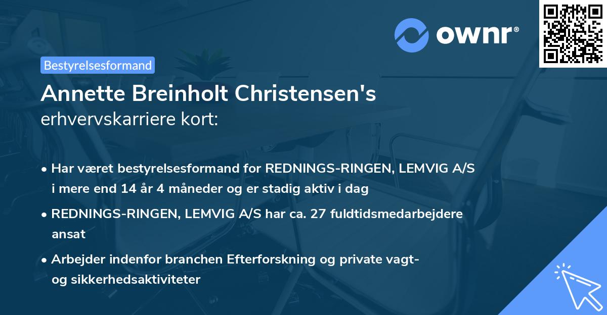 Annette Breinholt Christensen's erhvervskarriere kort
