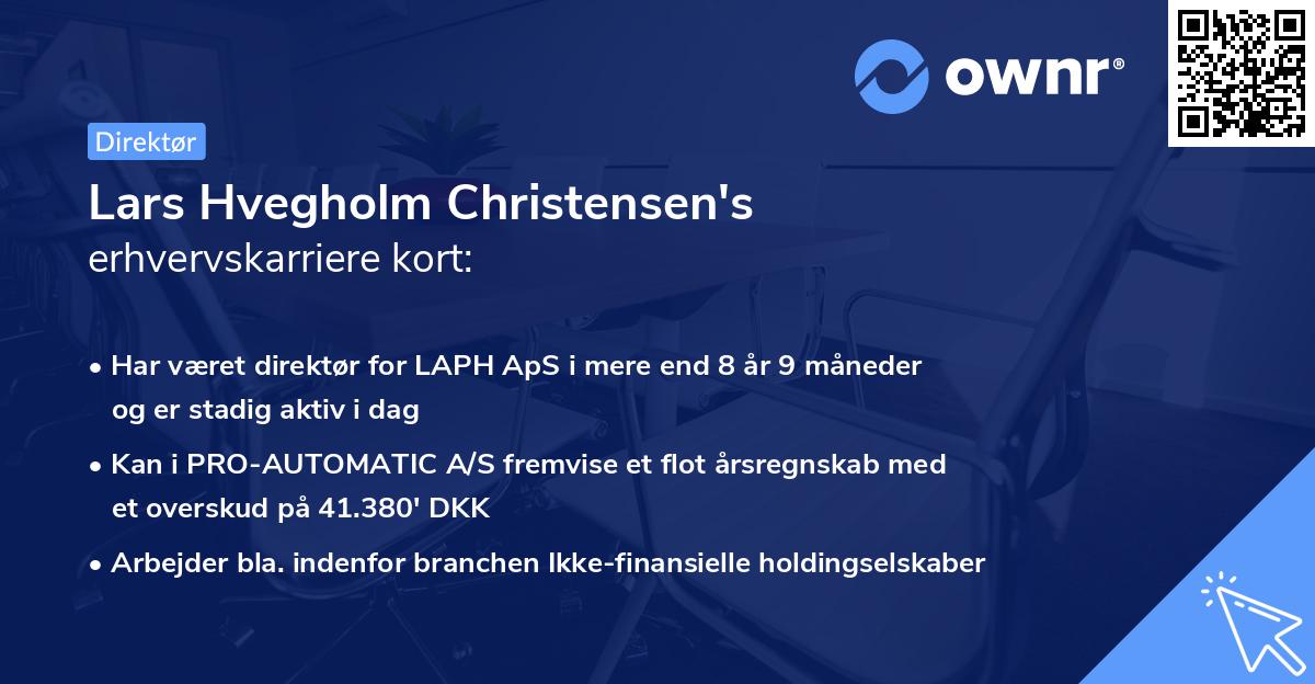 Lars Hvegholm Christensen's erhvervskarriere kort