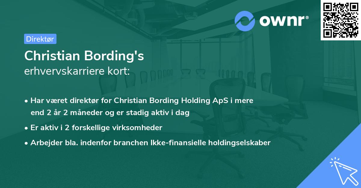 Christian Bording's erhvervskarriere kort